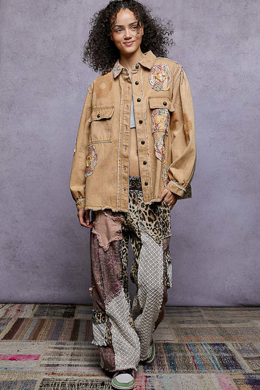 POL Floral Patchwork Jacket