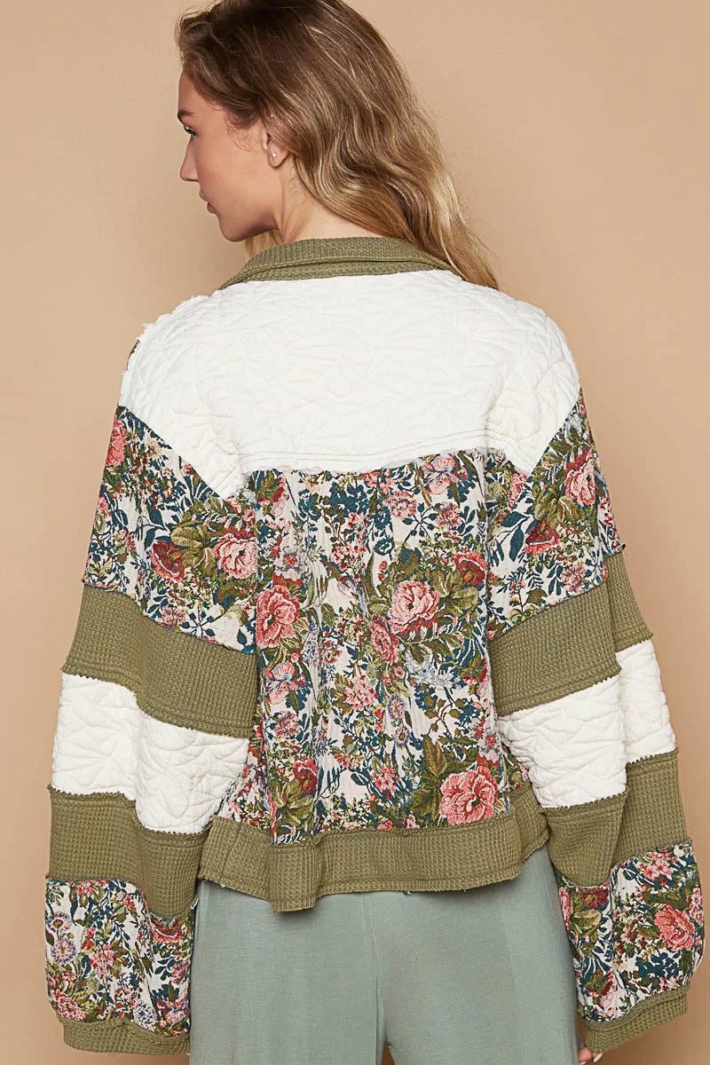 POL Vintage Washed Floral Jacket