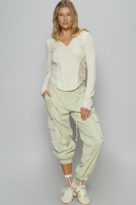 POL Jogger Denim Pants - Pistachio