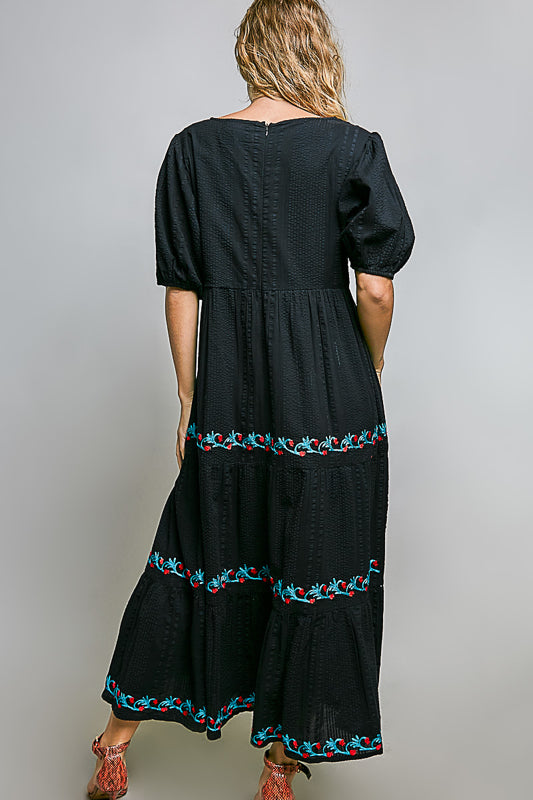 POL Boho Bloom Embroidered Maxi Dress