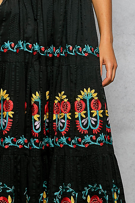 POL Boho Bloom Embroidered Maxi Dress