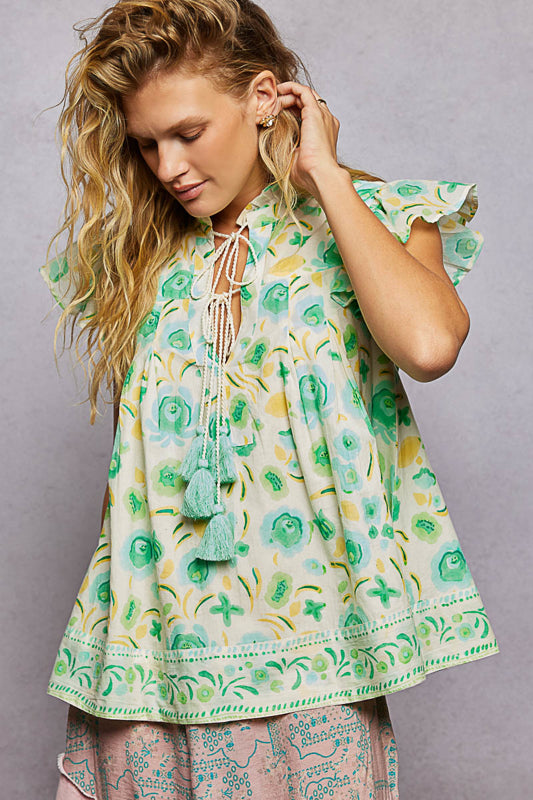 POL Meadow Bloom Top - Mint