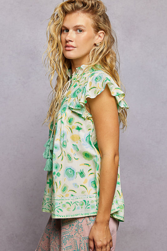 POL Meadow Bloom Top - Mint