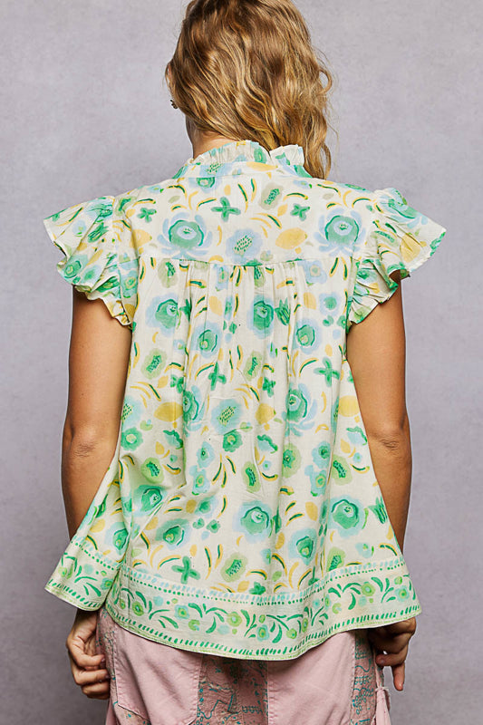 POL Meadow Bloom Top - Mint