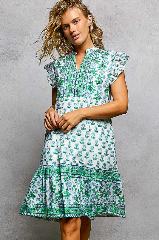 POL Soft Bloom Dress - Green