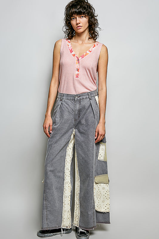 POL The Floral Edge Essential Tank - Pink