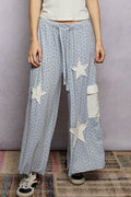 POL Blue Starry Skies Patchwork Pants