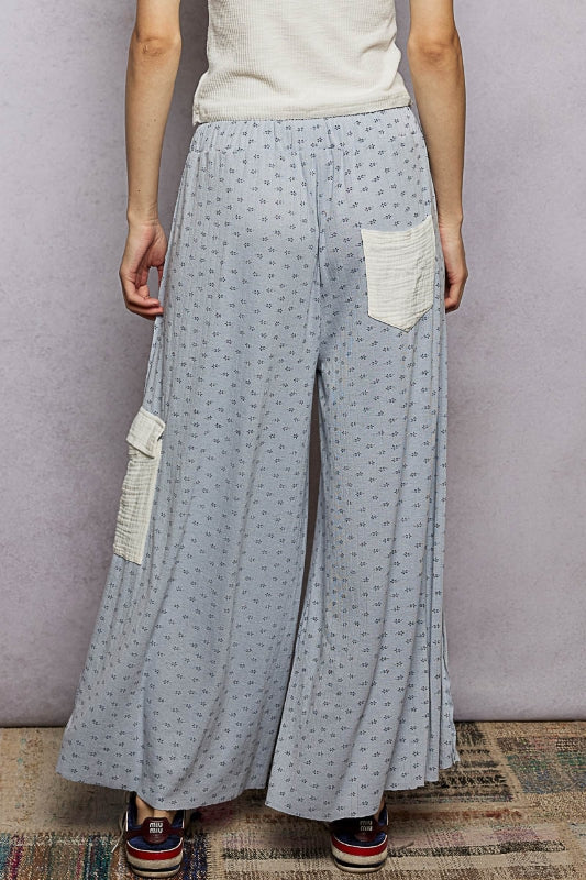 POL Blue Starry Skies Patchwork Pants