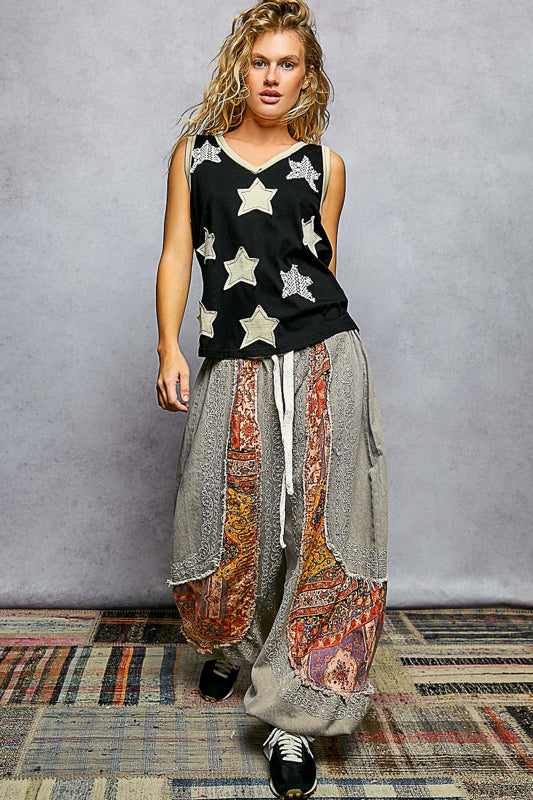 POL Stardust Patchwork Tank - Black