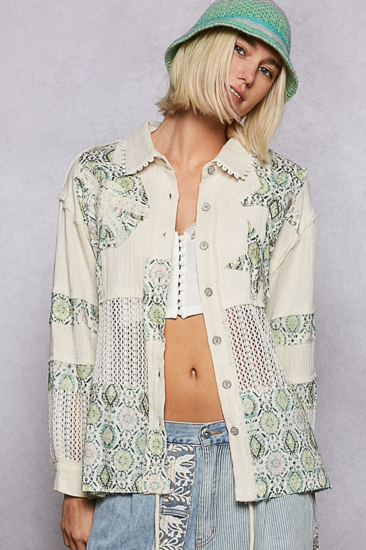POL Floral Top - Natural