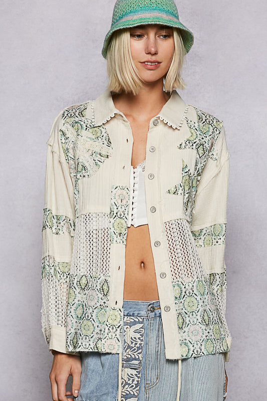 POL Floral Top - Natural