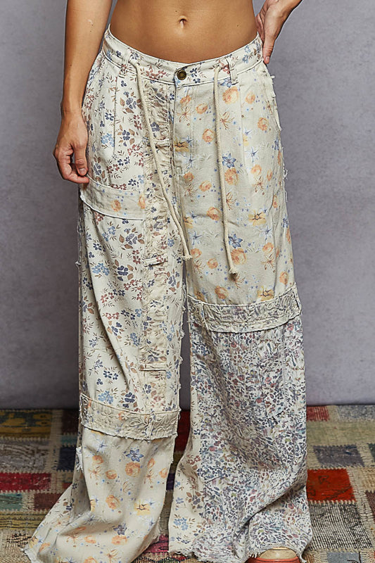 POL Floral Patchwork Pants