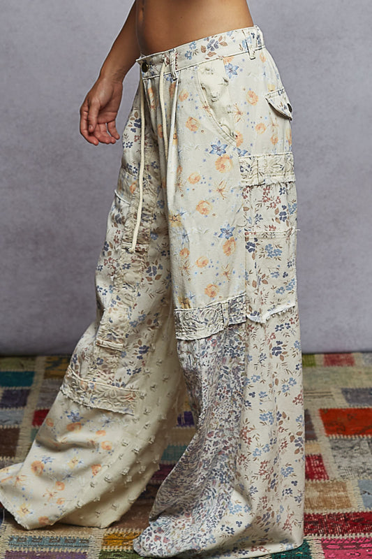POL Floral Patchwork Pants