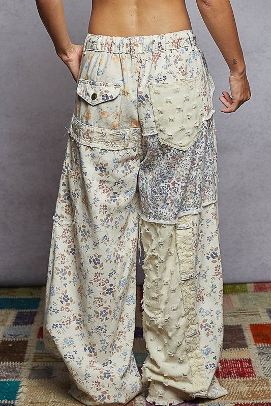 POL Floral Patchwork Pants