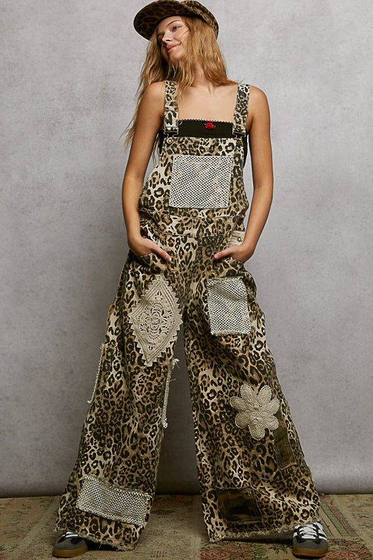 POL Animal Print Overalls