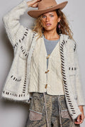 POL Boho Willow Cable Knit Cardigan