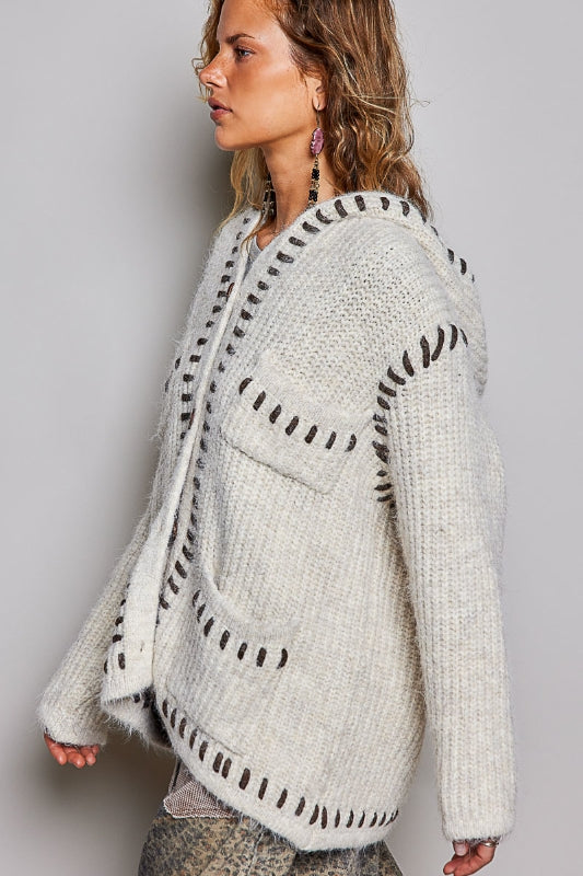 POL Boho Willow Cable Knit Cardigan