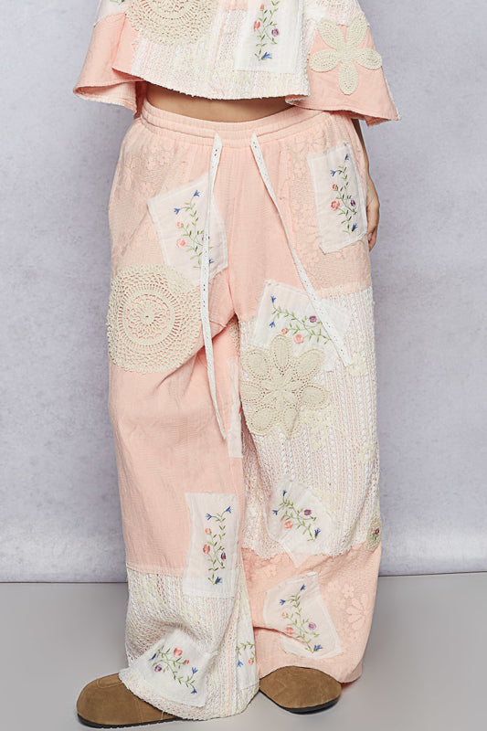 POL Patchwork Wide Leg Pants