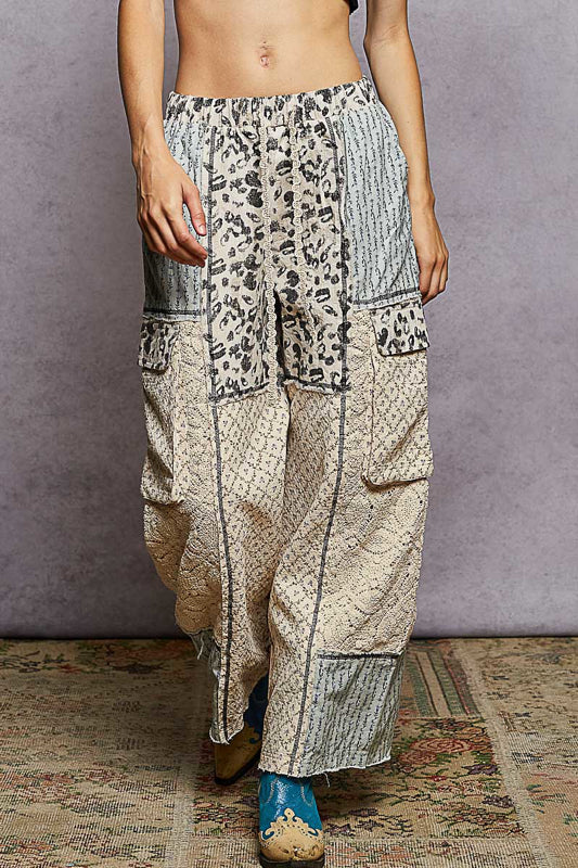 POL Patchwork Wide Leg Pants