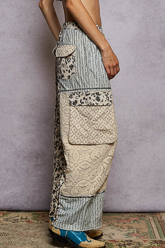 POL Patchwork Wide Leg Pants