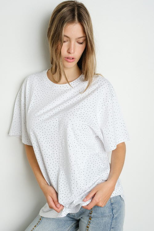 Glam Glow Oversized Tee - White