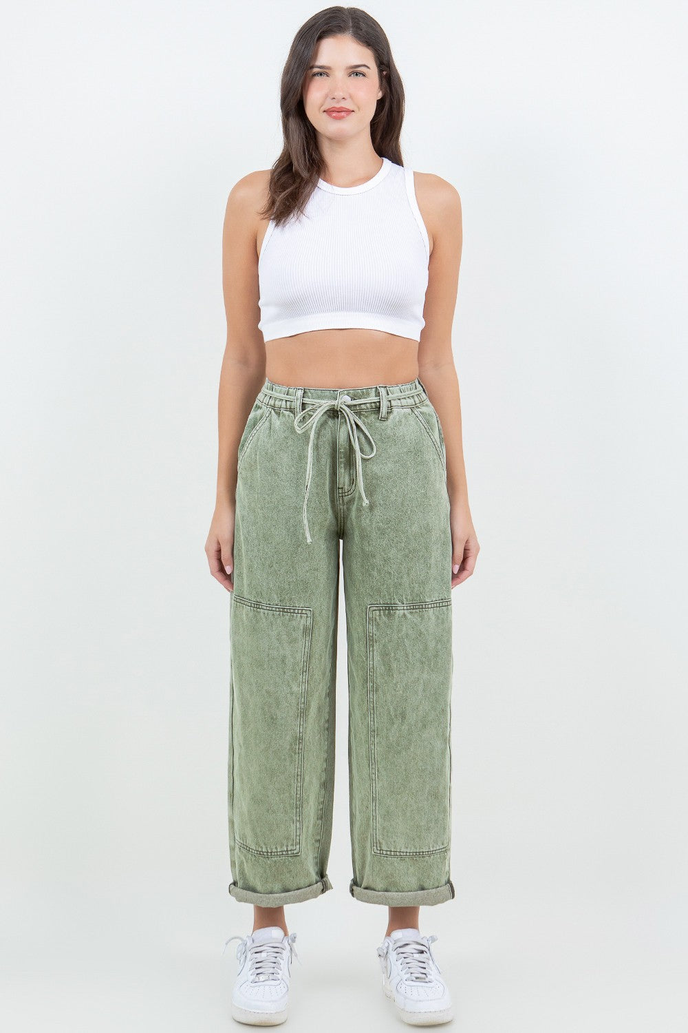 Everyday Ease Barrel Pants - Olive