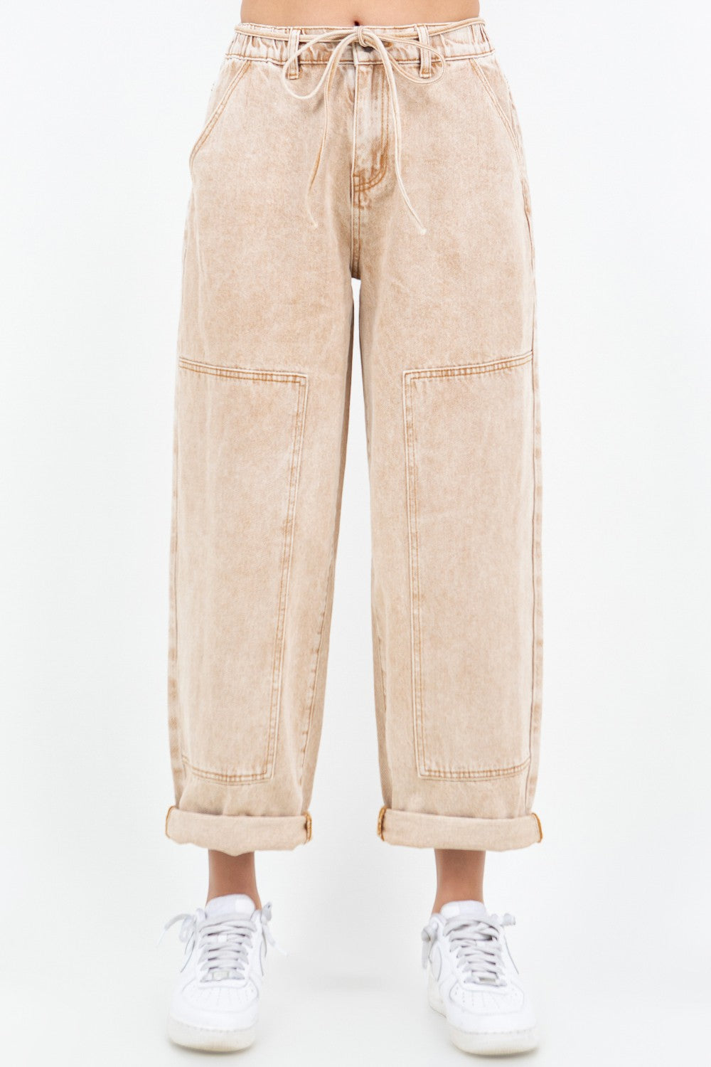 Everyday Ease Barrel Pants - Tan