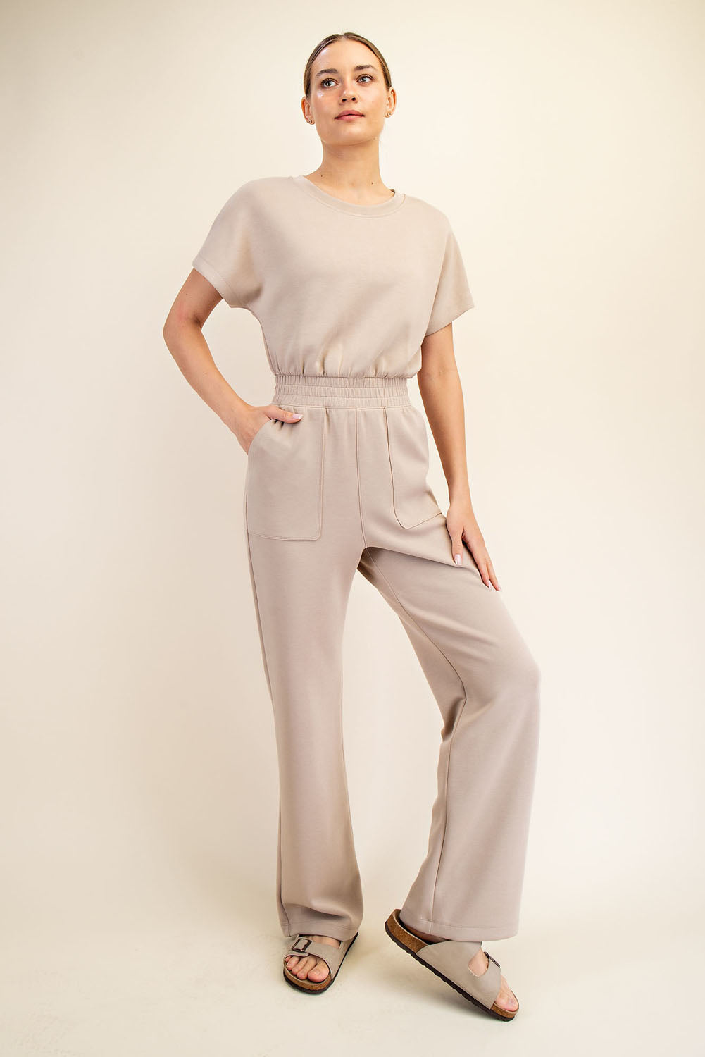 Luxe Bloom Jumpsuit - Taupe