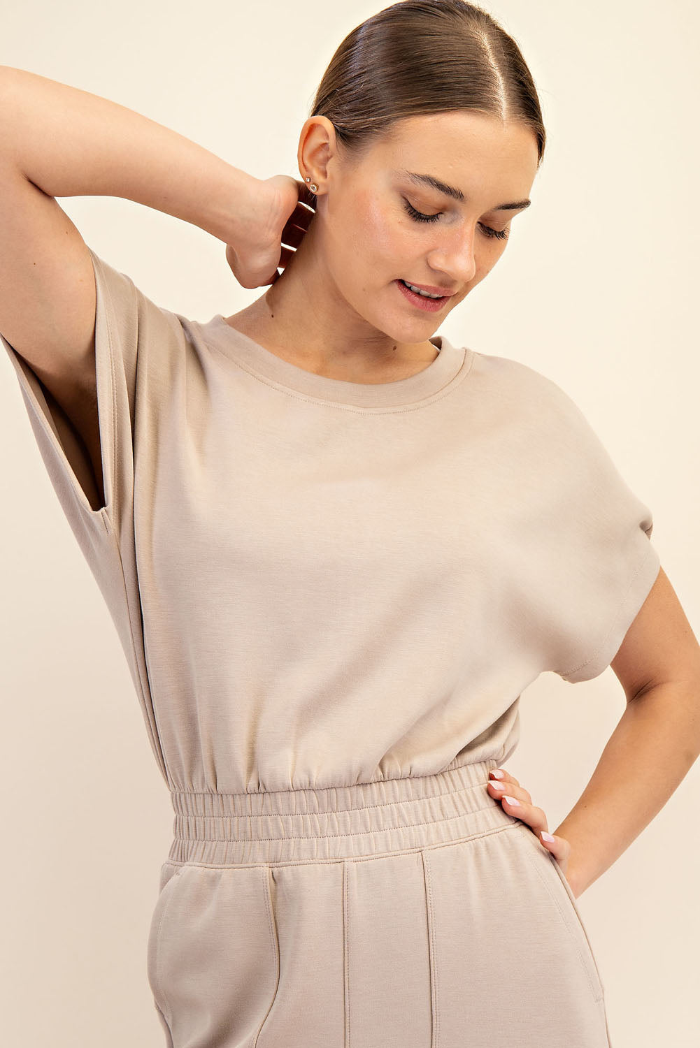 Luxe Bloom Jumpsuit - Taupe