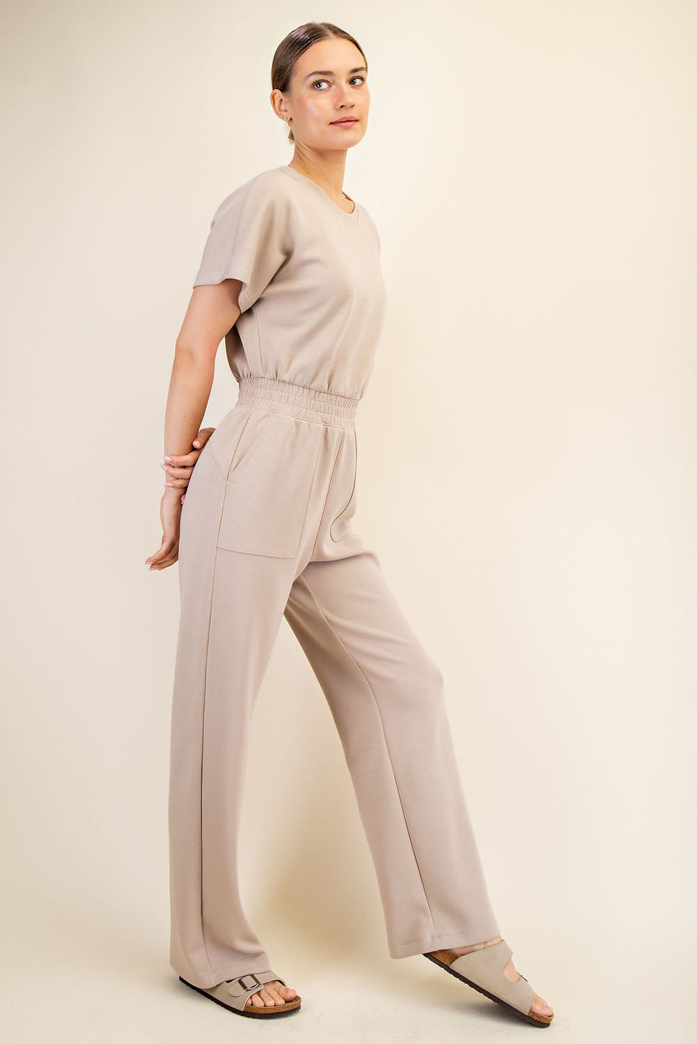 Luxe Bloom Jumpsuit - Taupe