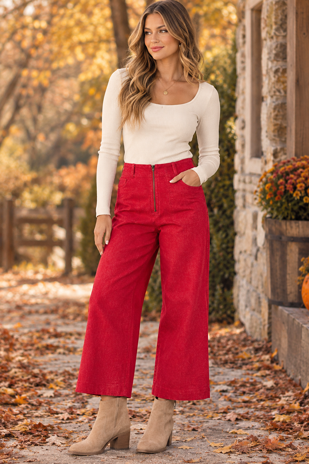 Red Hot Wide Leg Pants