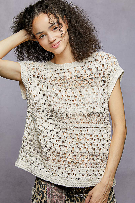 POL The Meadow Crochet Top - Natural