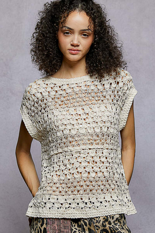 POL The Meadow Crochet Top - Natural