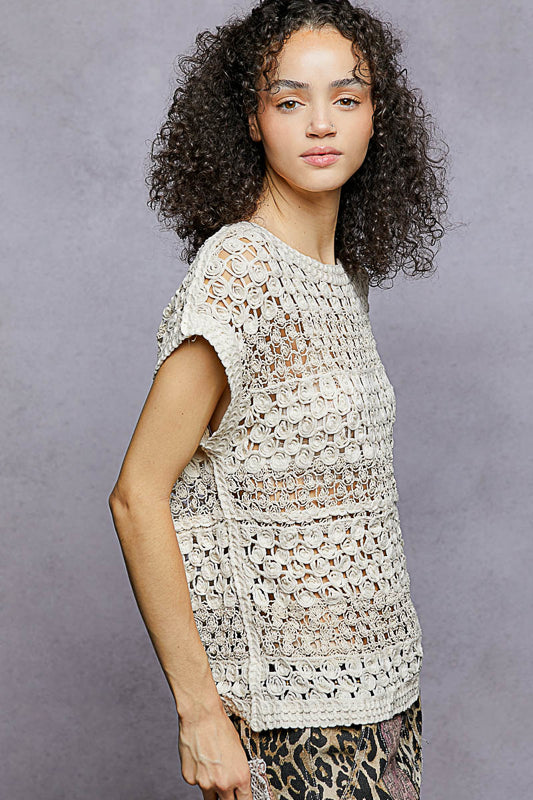 POL The Meadow Crochet Top - Natural
