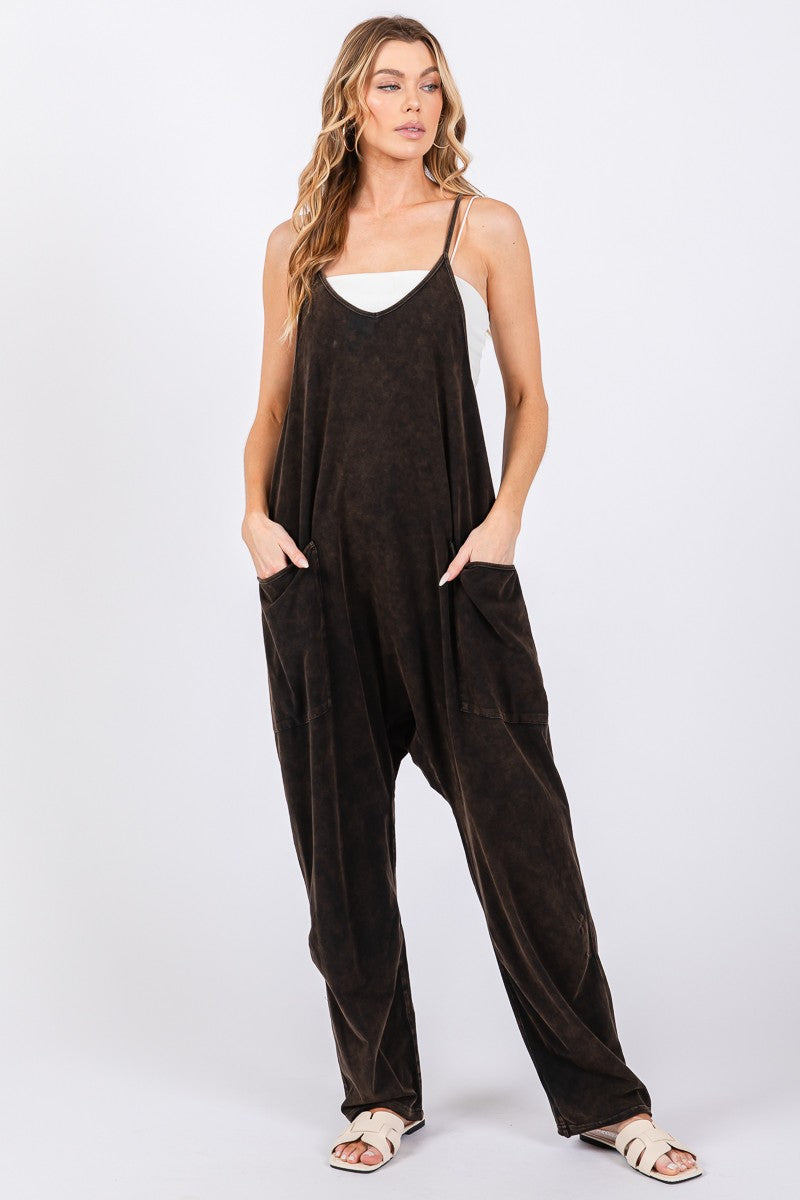 The Willow Mineral Wash Jumpsuit - Black
