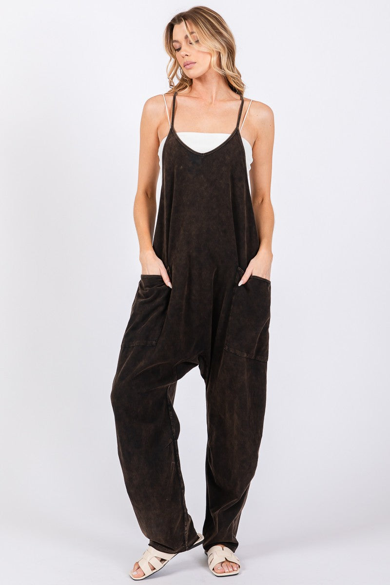 The Willow Mineral Wash Jumpsuit - Black