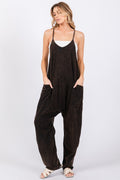 The Willow Mineral Wash Jumpsuit - Black