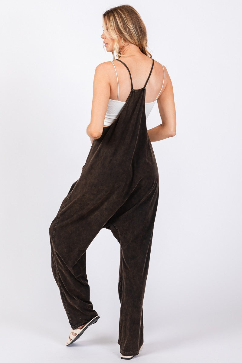 The Willow Mineral Wash Jumpsuit - Black