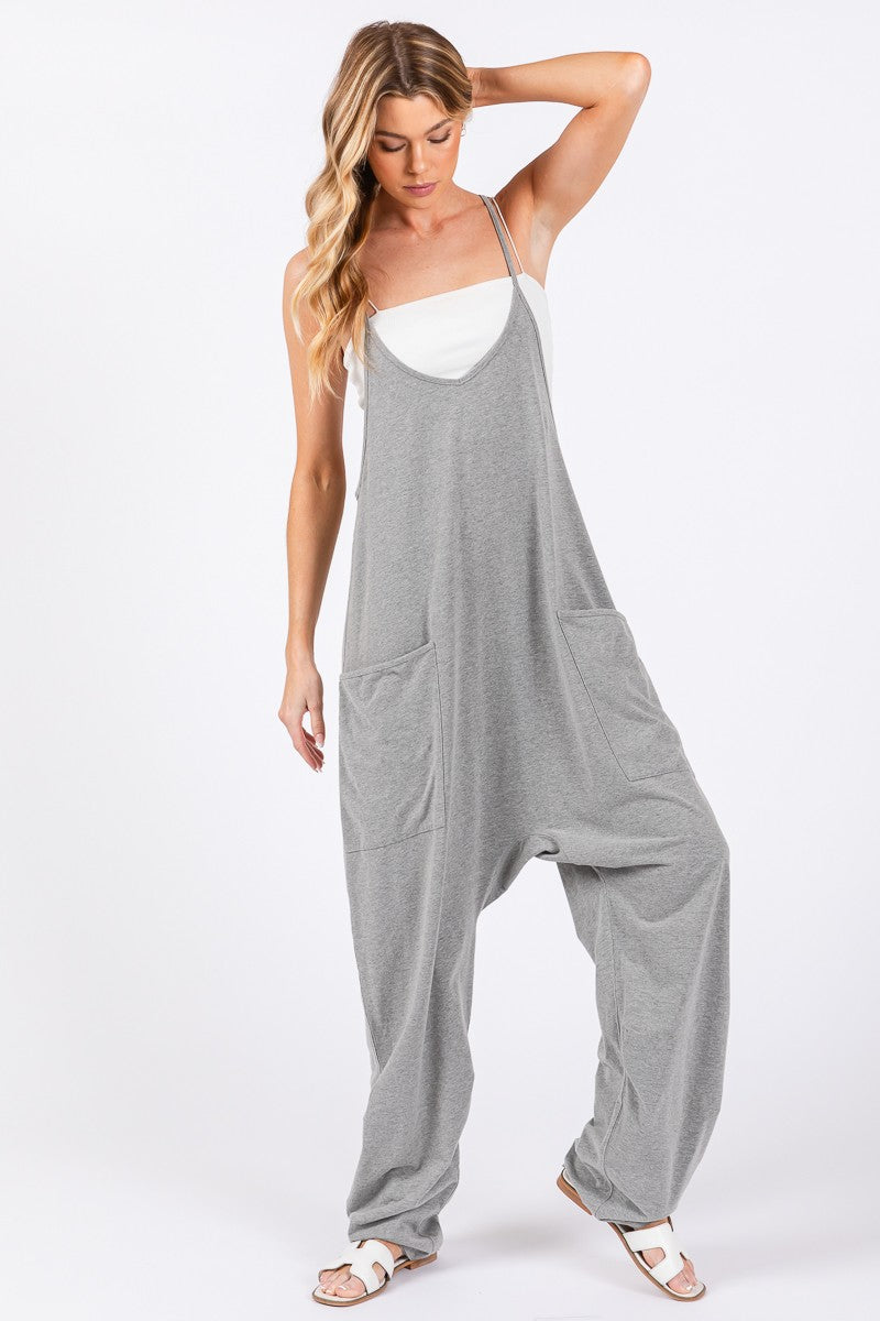The Willow Mineral Wash Jumpsuit - Gray