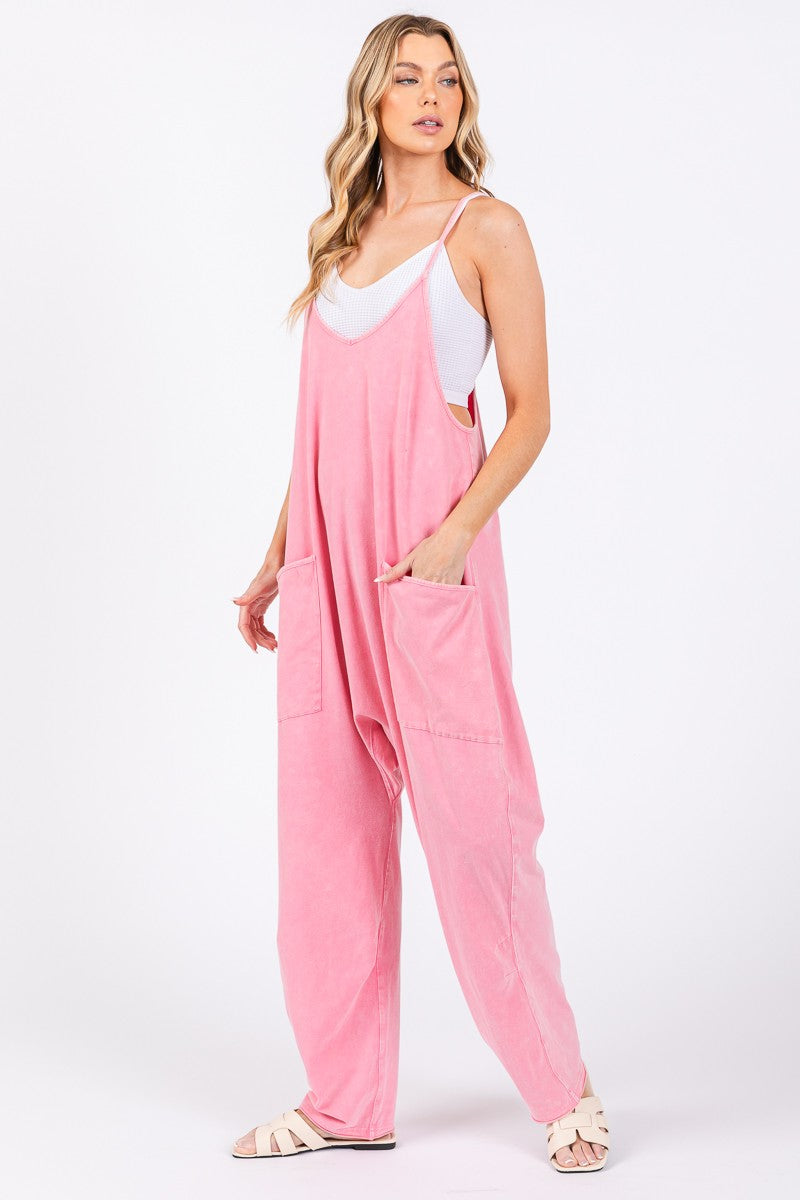 The Willow Mineral Wash Jumpsuit - Pink