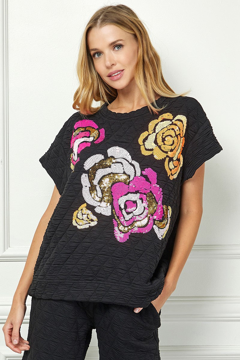 Quilted Sequins Top