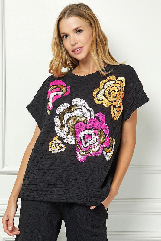 Quilted Sequins Top