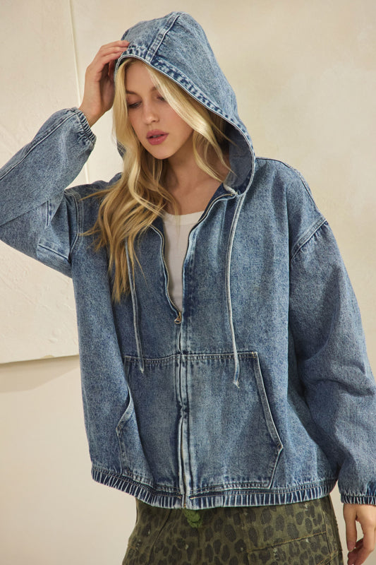 Vintage Wash Denim Hoodie