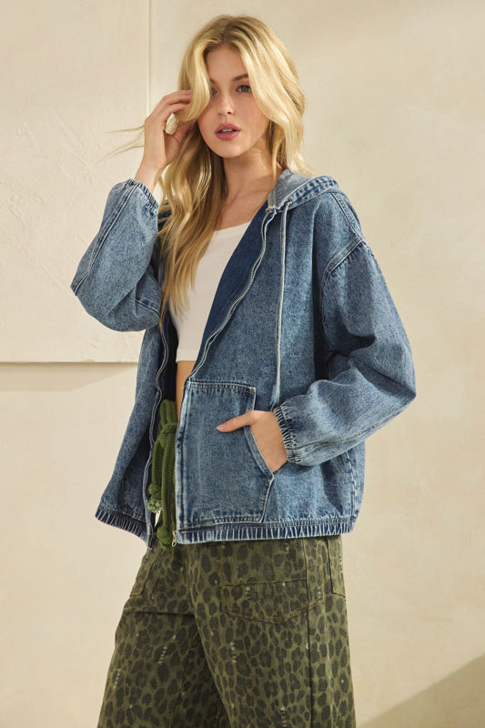 Vintage Wash Denim Hoodie