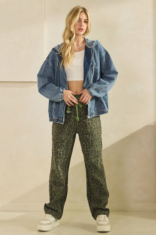 Vintage Wash Denim Hoodie