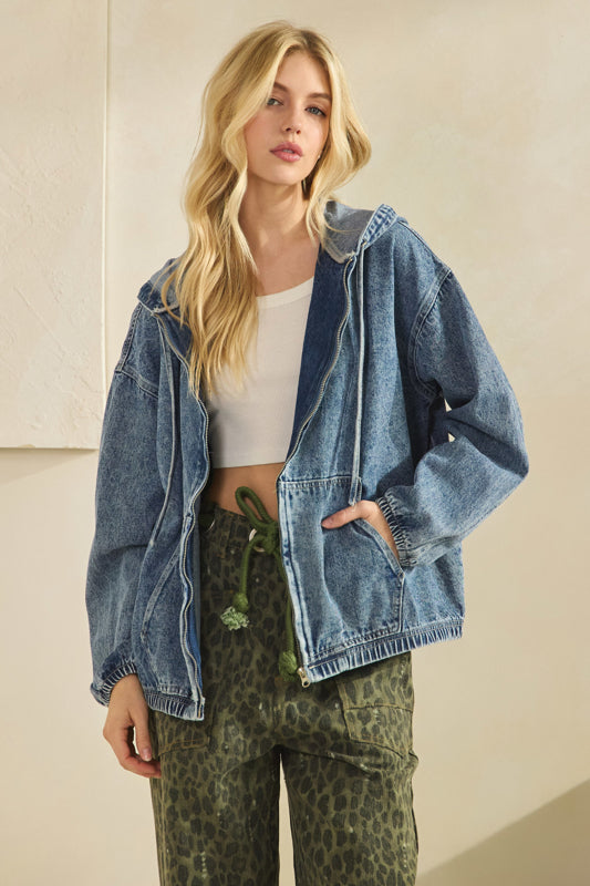 Vintage Wash Denim Hoodie