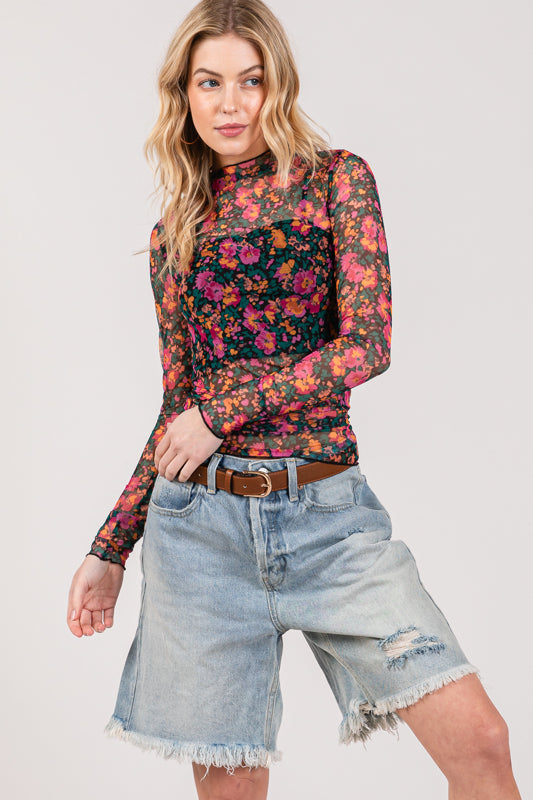 Mesh Top Floral