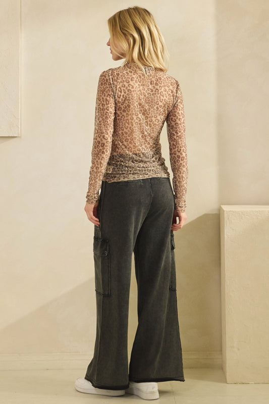 Animal Print Mesh Top