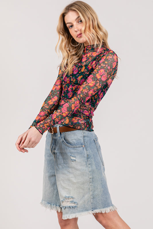 Mesh Top Floral