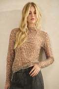 Animal Print Mesh Top
